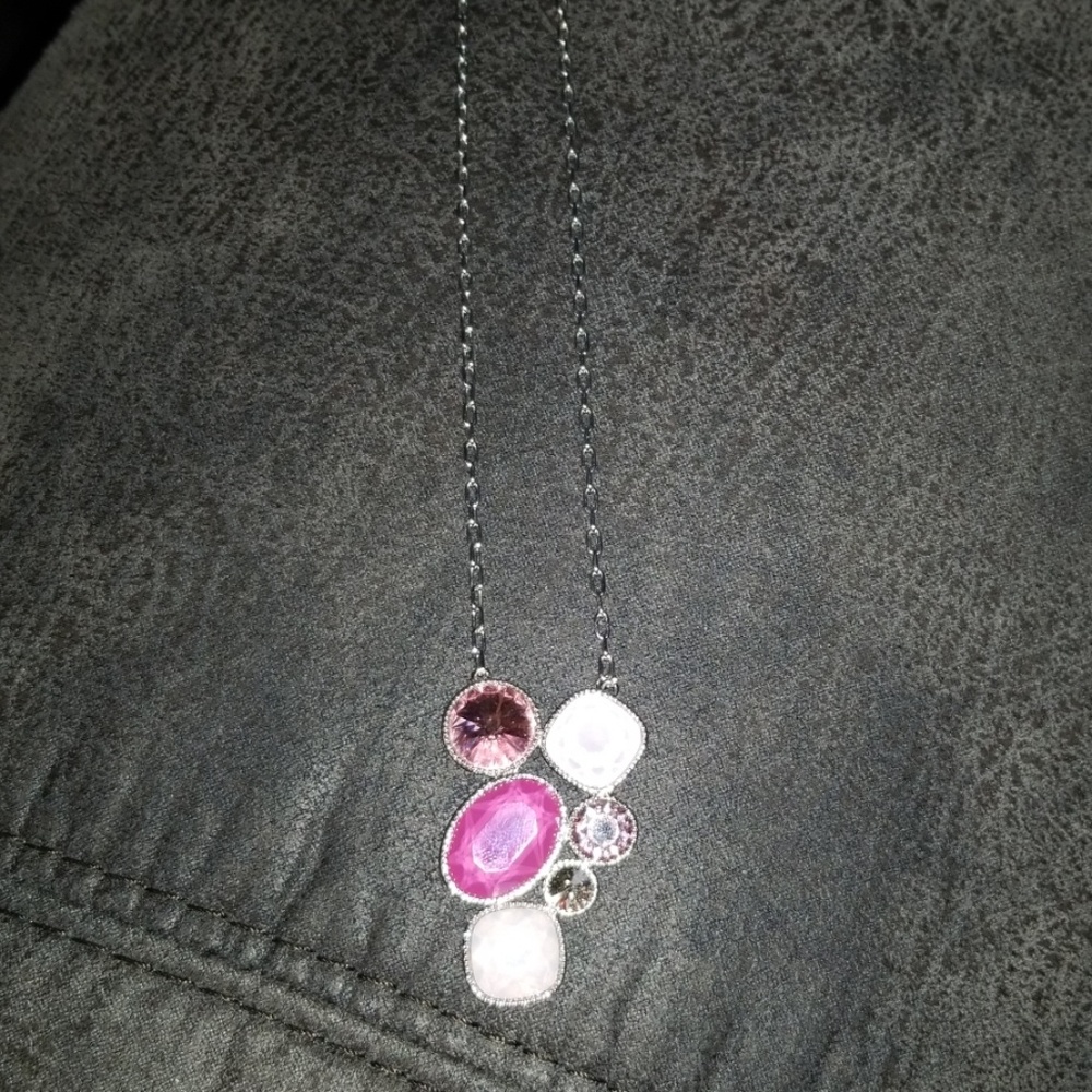 Swarovski TC Pink Cluster Necklace